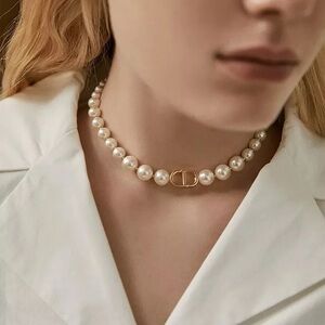 Pearl adjustable choker high end 14 K gold CD charm statement piece